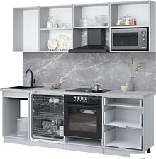 Готовая кухня Интерлиния Мила Лайт 2.3-ПМ2 (дуб золотой/дуб золотой/кастилло темный)