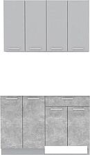 Готовая кухня Интерлиния Мила Лайт 1.2 без столешницы (серебристый/бетон)