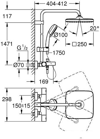 Душевая система Grohe Tempesta Cosmopolitan System 250 Cube 26691000