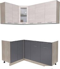 Готовая кухня Интерлиния Мила 12x17 без столешницы (вудлайн кремовый/антрацит)