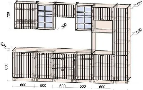 Готовая кухня Интерлиния Берес 3.2В (дуб лазурный/дуб бунратти)
