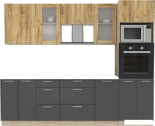 Готовая кухня Интерлиния Мила 2.6 ВТ без столешницы (дуб золотой/антрацит)