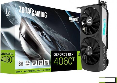 Видеокарта ZOTAC GeForce RTX 4060 Ti 8GB Twin Edge ZT-D40610E-10M