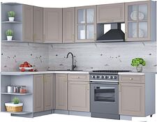 Готовая кухня Интерлиния Мила Шато 1.5x2.5 левая (луна/луна/бискайская сосна)