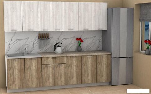 Готовая кухня ЭлиГард Lion 2.6 (сосна каньон/дуб каньон/малага)