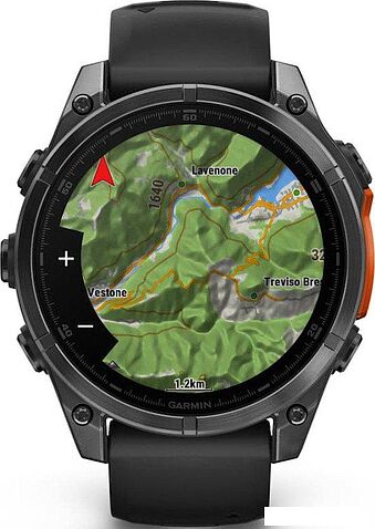Умные часы Garmin Fenix 8 47мм (серый, черный силиконовый ремешок)