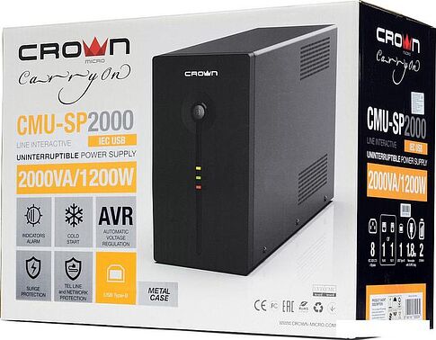 Источник бесперебойного питания CrownMicro CMU-SP2000 IEC USB