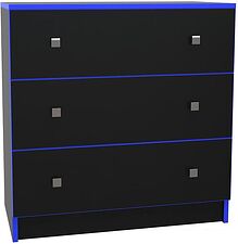 Комод МДК Black BL-КМ1С с 3 ящиками 820x800x418 (черный/кромка синяя) Комод МДК Black BL-КМ1С с 3 ящиками 820x800x418 (черный/кромка синяя)