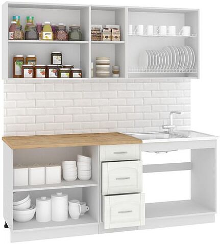 Готовая кухня Кортекс-мебель Корнелия Ретро 2.0 (ясень белый/дуб бунратти)