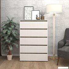 Комод Кортекс-мебель Бари 80 5ш (белый/белый/дуб сонома)