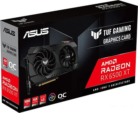 Видеокарта ASUS TUF Gaming Radeon RX 6500 XT OC Edition TUF-RX6500XT-O4G-GAMING