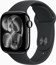 Умные часы Apple Watch Series 11 46 мм (алюминиевый корпус, черный/черный, спортивный силиконовый ремешок S/M)