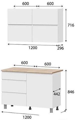 Готовая кухня Mio Tesoro Токио 1.2 (белый текстурный/дуб сонома)