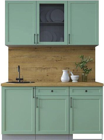 Готовая кухня Интерлиния Тренд 1.5А (мята/мята/дуб бунратти)