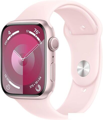 Умные часы Apple Watch Series 9 45 мм (алюминиевый корпус, розовый/розовый, спортивный силиконовый ремешок M/L)