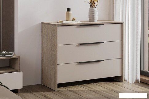 Комод Mio Tesoro Камелия 1 3 ящика (дуб эндгрейн/меланж)