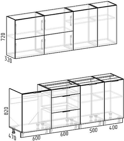 Готовая кухня Интермебель Микс Топ-36 2.1м без столешницы (белый премиум/дуб каньон)