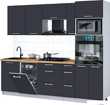 Готовая кухня Интерлиния Мила Gloss 2.45-ПМ3 (пепел/пепел/дуб бунратти)