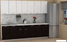 Готовая кухня ЭлиГард Lion 2.6 (белый структурный/дуб марбург/королевский опал)