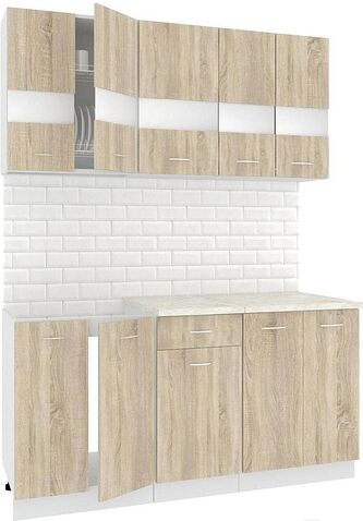 Кухня Кортекс-мебель Корнелия Экстра 1.6м (дуб сонома/королевский опал)