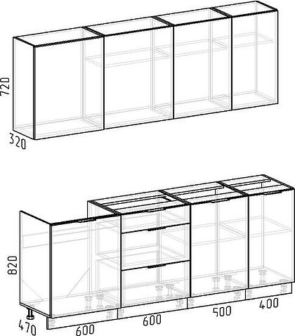 Готовая кухня Интермебель Микс Топ-6 2.1м без столешницы (графит серый/дуб каньон)