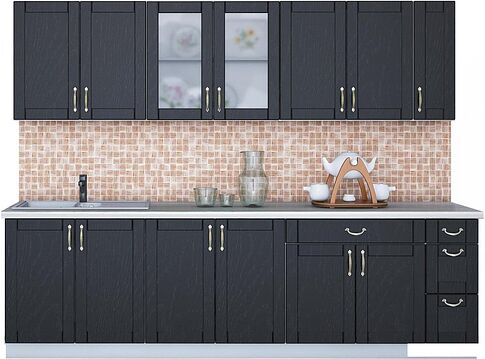 Готовая кухня Интерлиния Мила Крафт 2.7 (дуб английский)