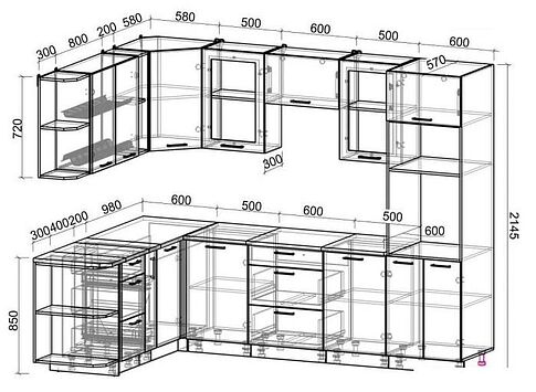 Готовая кухня Интерлиния Мила Gloss 1.88x2.8 правая (красный-черный)