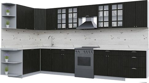 Готовая кухня Интерлиния Берес 1.5x2.3 правая (дуб английский/бискайская сосна)