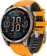 Умные часы Garmin Fenix 8 Sapphire, Titanium 47мм (светло-серый, оранжевый силиконовый ремешок) Умные часы Garmin Fenix 8 Sapphire, Titanium 47мм (светло-серый, оранжевый силиконовый ремешок)