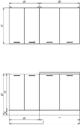 Готовая кухня ЭлиГард Lion 1.4 (дуб натуральный/дымчатый алмаз/дуб бунратти)
