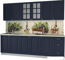 Готовая кухня Интерлиния Мила Деко 2.4А (индиго/индиго/опал светлый)