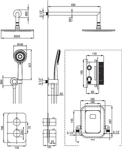 Душевая система  Deante Box Gold BXYZGEBT