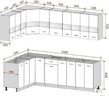 Угловая кухня Кортекс-мебель Корнелия Экстра 1.5x2.5 без столешницы (дуб сонома)