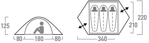 Треккинговая палатка Outventure Teslin 3 (зеленый)