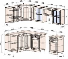 Готовая кухня Интерлиния Мила Шато 1.5x2.5 левая (луна/луна/бискайская сосна)