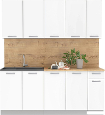 Готовая кухня Интерлиния Мила Лайт 1.9 (белый платинум/дуб бунратти)