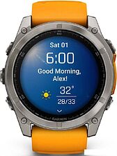 Умные часы Garmin Fenix 8 Sapphire 51мм (титановый, оранжевый силиконовый ремешок)
