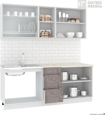 Кухня Кортекс-мебель Корнелия Лира 2.0м (крем/капучино/мадрид)