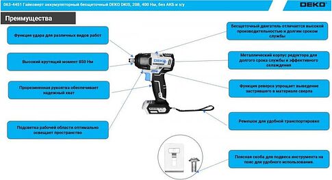 Гайковерт Deko DKIS 063-4451 (без АКБ)