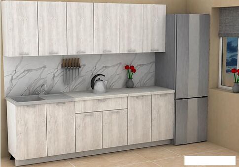 Готовая кухня ЭлиГард Lion 2.4 (сосна каньон/королевский опал)