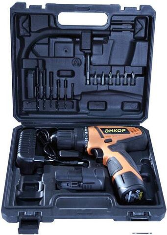Дрель-шуруповерт Энкор ДША-2 12ЭР/10Л (с 2-мя АКБ)