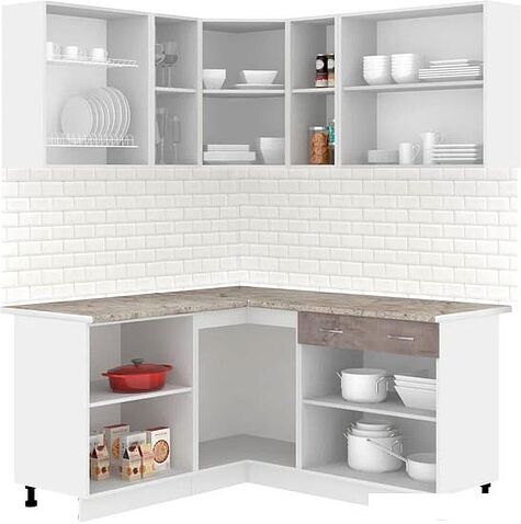 Готовая кухня Кортекс-мебель Корнелия Лира 1.5x1.7 (капучино/оникс/марсель)