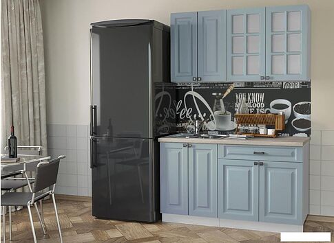 Кухня Интерлиния Мила Деко 1.4 А (океан/травертин серый)