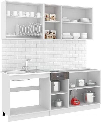 Готовая кухня Кортекс-мебель Корнелия Лира-лайт 2.0м (крем/оникс/королевский опал)