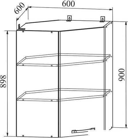 Шкаф навесной ДСВ Тренто ВПУ 600 правый (серый/серый)