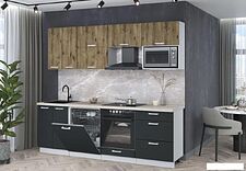 Готовая кухня Интерлиния Мила Лайт 2.4-ПМ2 (дуб веллингтон/антрацит/травертин серый)