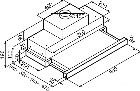 Кухонная вытяжка MAUNFELD Galaxy 90 (черный)