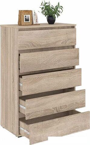 Комод Кортекс-мебель Бари 80 5ш (дуб сонома/дуб сонома/дуб сонома)