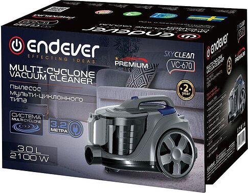 Пылесос Endever SkyClean VC-670 (серый/синий)
