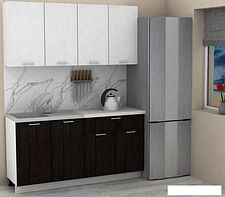 Готовая кухня ЭлиГард Lion 2 1.6 (белый структурный/дуб марбург/королевский опал)